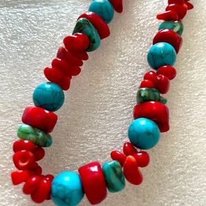 Corral and turquoise necklace
